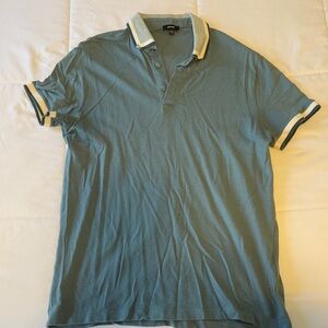 Express Teal Polo with Cream Accents